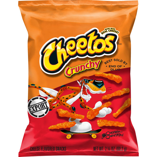 Cheetos Crunchy Cheese Flavored Snacks, Made with Real Cheese, 2.125 OZ (60.2g) - Export