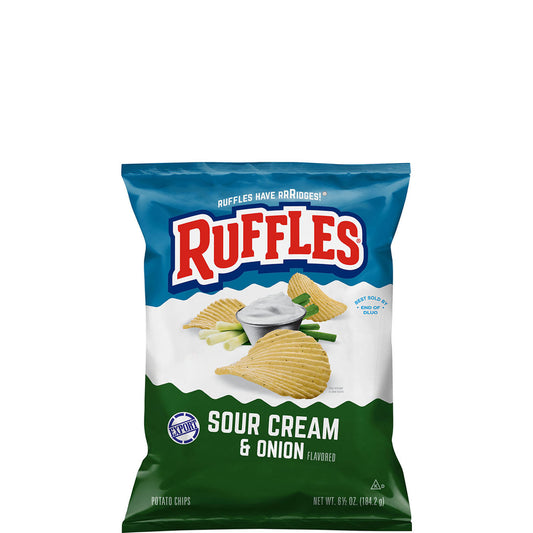 Ruffles Sour Cream & Onion Flavored Potato Chips 6.5 OZ (184g) - Export