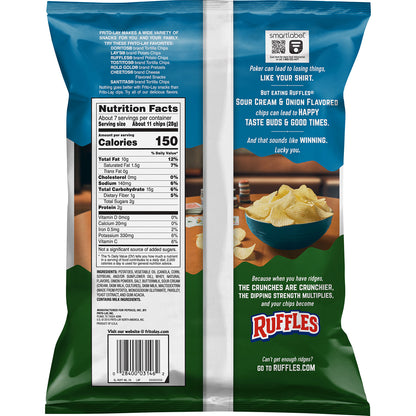 Ruffles Sour Cream & Onion Flavored Potato Chips 6.5 OZ (184g) - Export