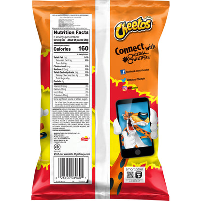 Cheetos Crunchy Flaming Hot Cheese Flavored Snack, Made with Real Cheese, 8 OZ (227g) - Export