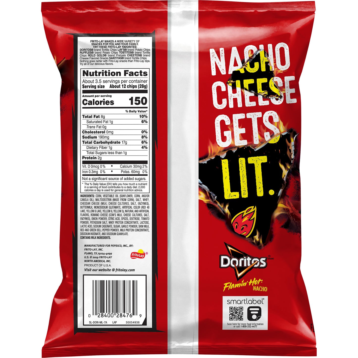 Doritos Flamin Hot Nacho Tortilla Chips 3.25 OZ (92g) - Export