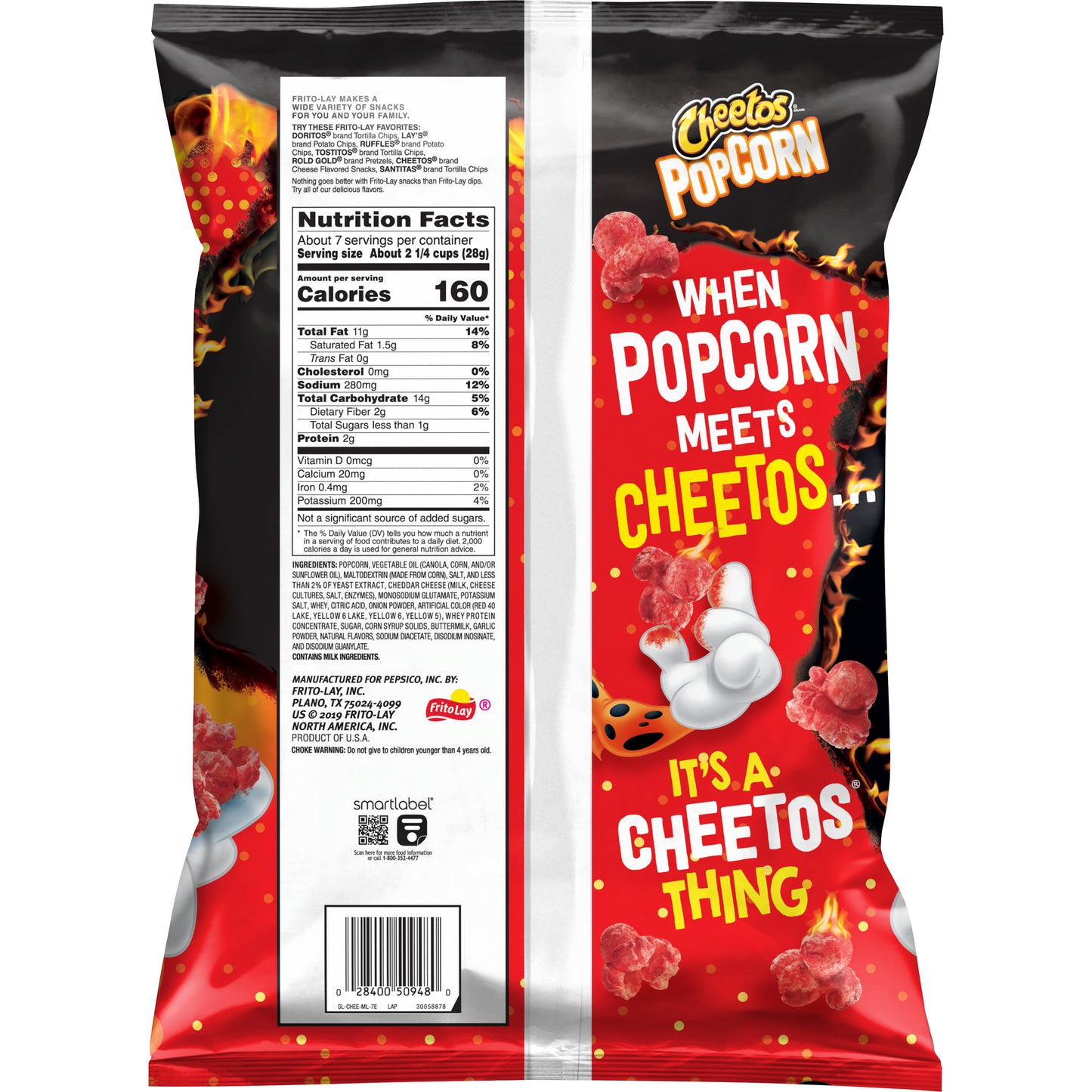 Cheetos Popcorn Flaming Hot Flavored Snack, 6.5 OZ (184g) - Export