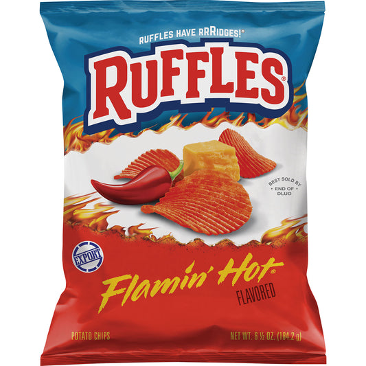 Rufflles Flaming Hot Flavored Potato Chips 6.5 OZ (184g) - Export