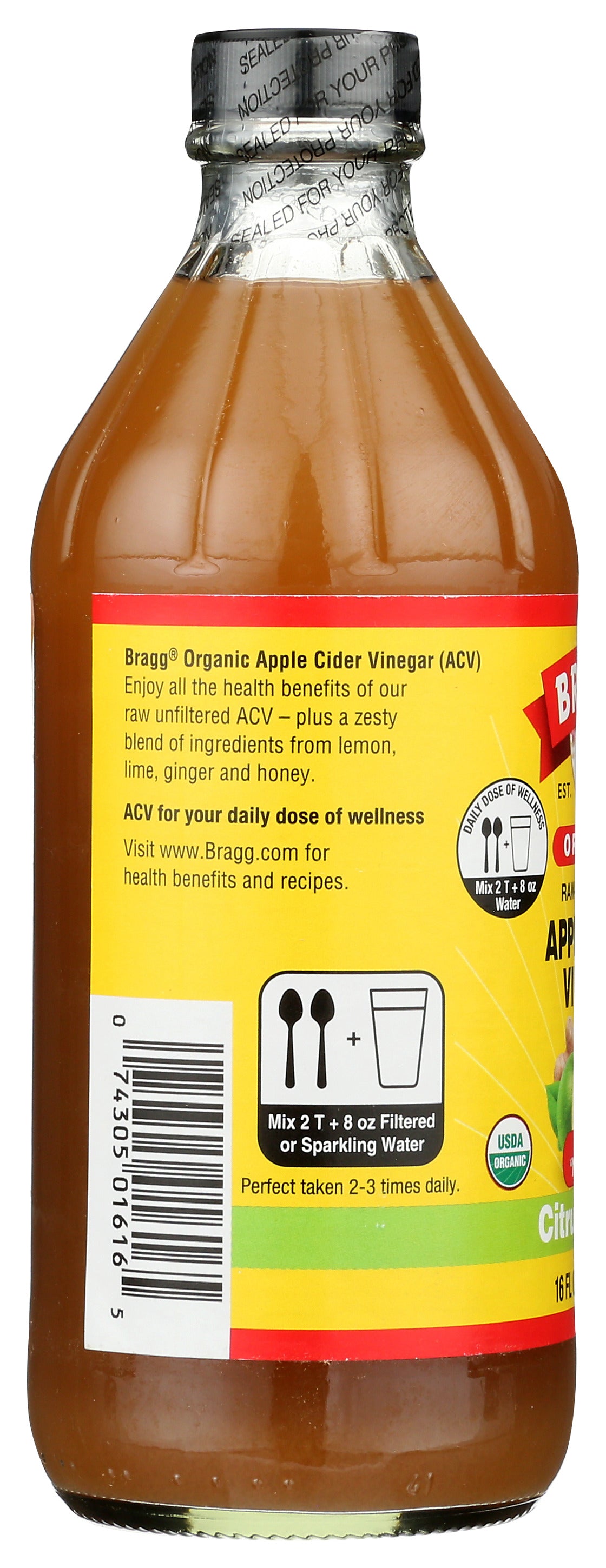 Bragg Citrus Ginger Organic Apple Cider Vinegar, Raw & Unfiltered,Non GMO, 473ml