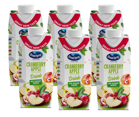 Ocean Spray Cranberry Apple Mixed Fruit Drink No Sugar Added, 250ml ,Pack of 6