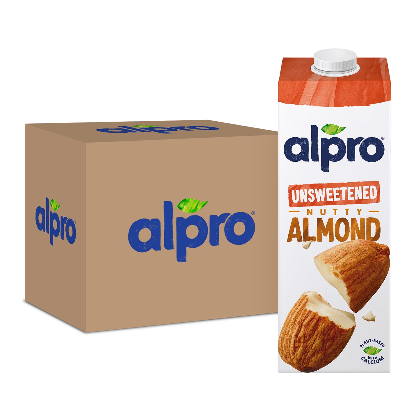 Alpro Almond Unsweetened Drink, Pack of 8 x 1L, 100% Plant Based And Dairy Free, Suitable For Vegans, Naturally Free From Lactose, Rich In Nutrients