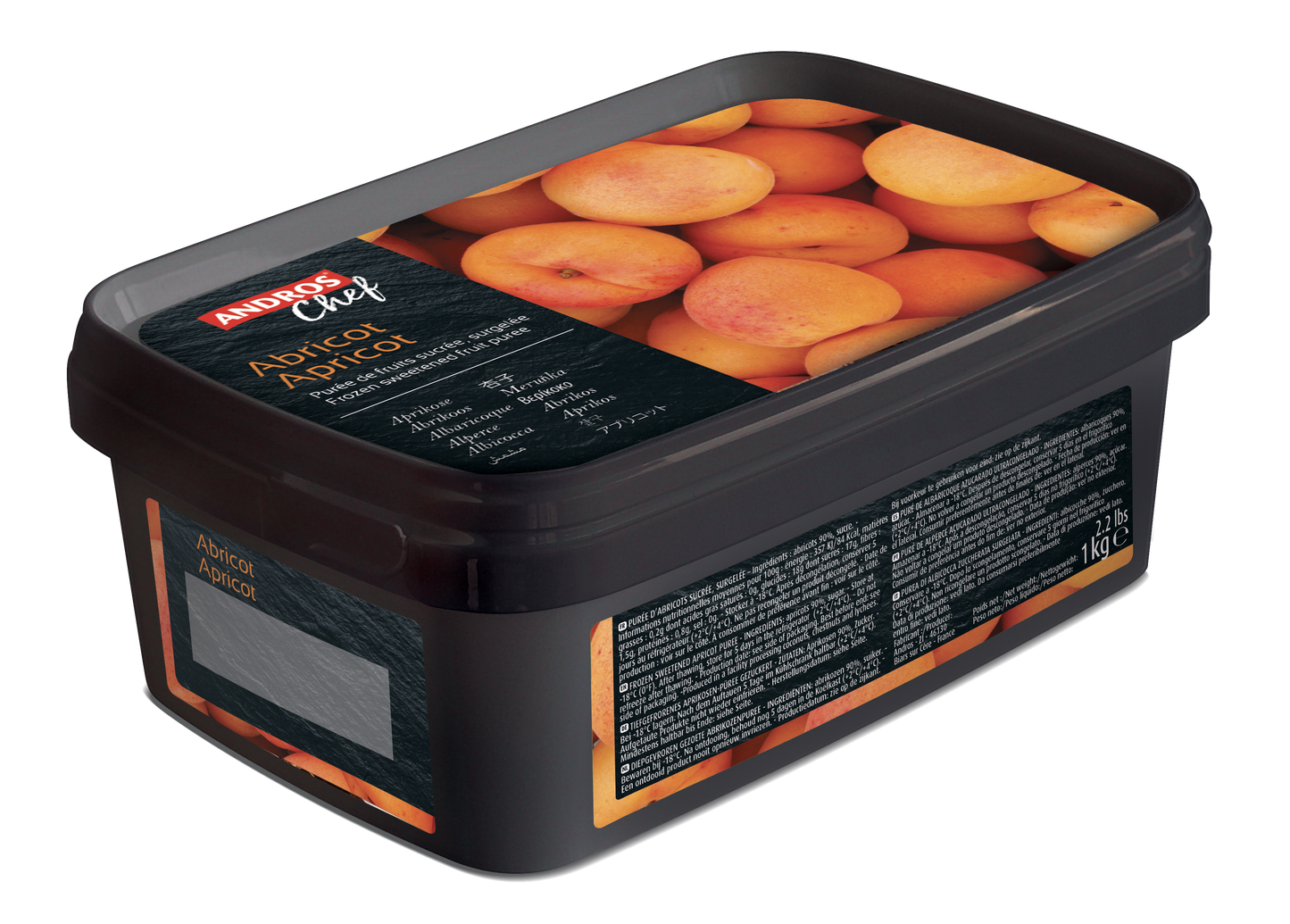 Andros Chef Frozen Apricot Puree 1kg TUB