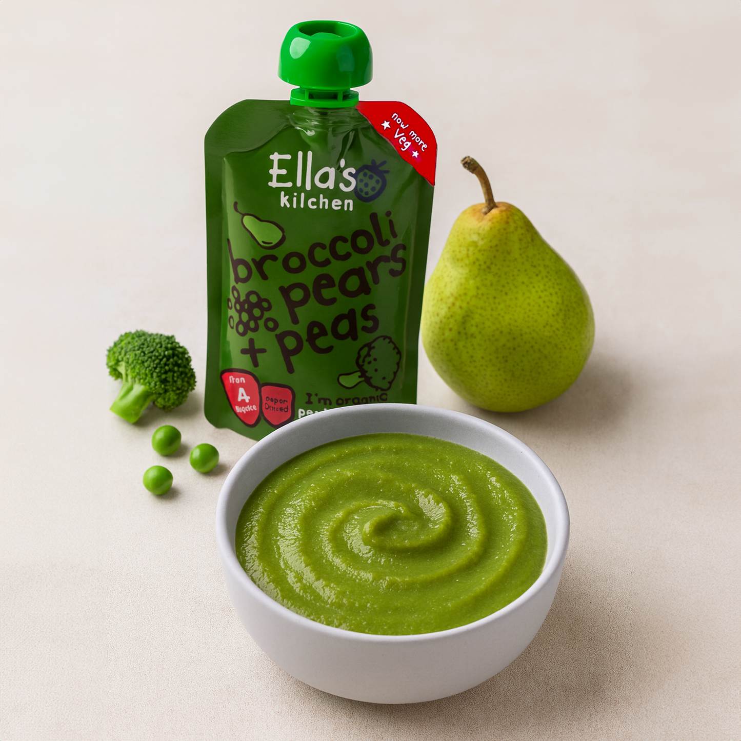 Ella's Kitchen organic broccoli pears + peas 120g