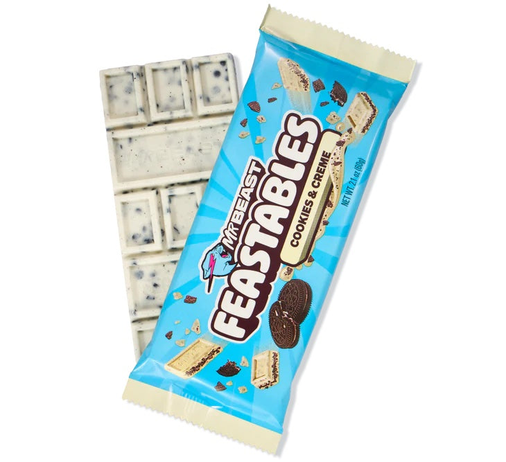 Mr Beast Feastables Cookies & Creme Chocolate Bar 60g, Made with Grass-Fed Milk Chocolate and Organic Cocoa
