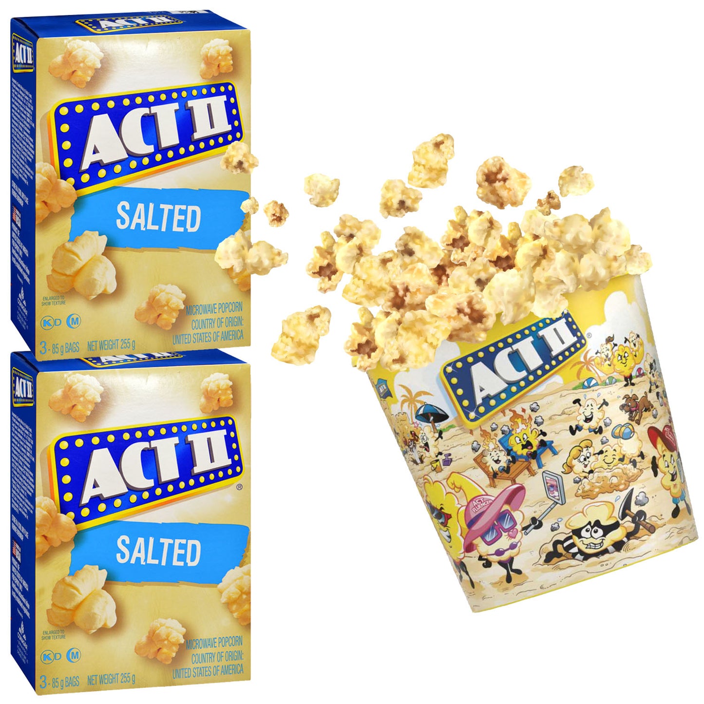 Act II Popcorn Salted 255gm ( Pack of 2) + Tub
