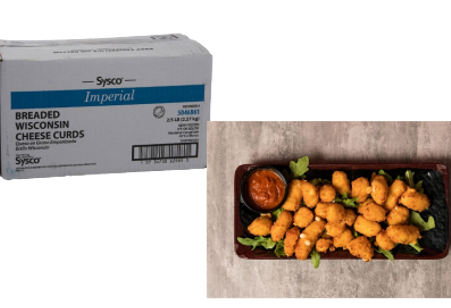 Sysco Imperial Breaded Wisconsin Cheese Curds 2.27Kg - Frozen