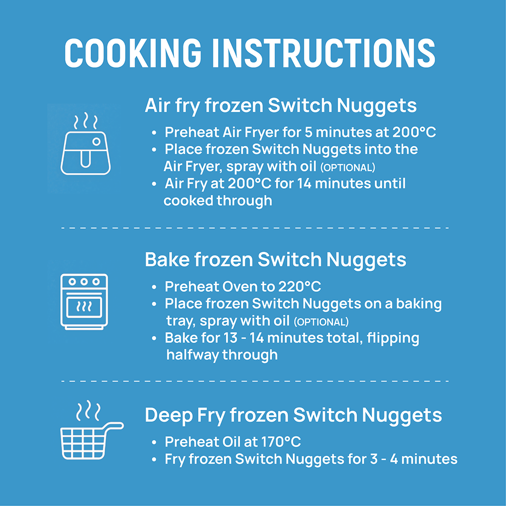 Switch Vegan Chicken Nuggets 240g, 100% Plant-Based, GMO-Free, Cholesterol-Free, Soy-Free, Gluten-Free Halal (Frozen)12 pcs