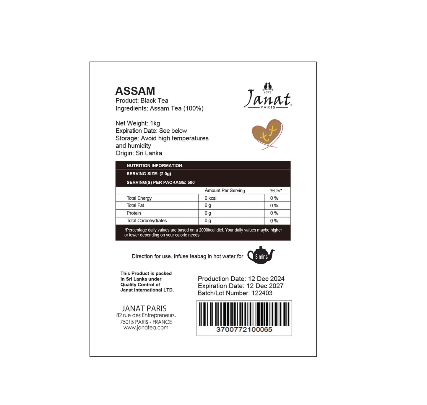 Janat Professional Series Assam Tea 1kg