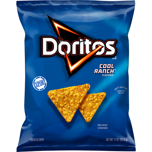 Doritos Cool Ranch Flavored Tortilla Chips, 11 OZ (312g) - Export
