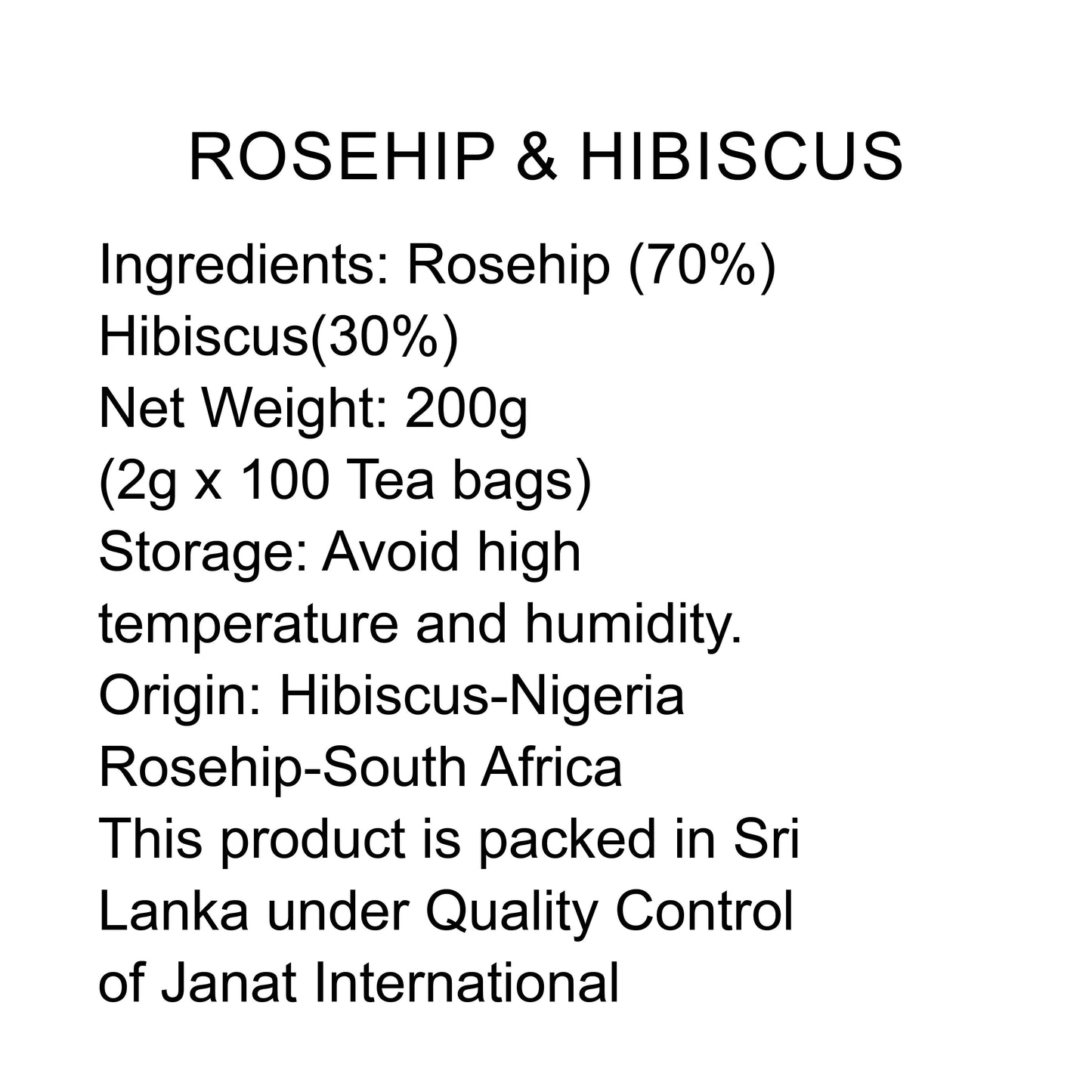 Janat Professional Series Ziplock Rosehip Hibiscus 100TB