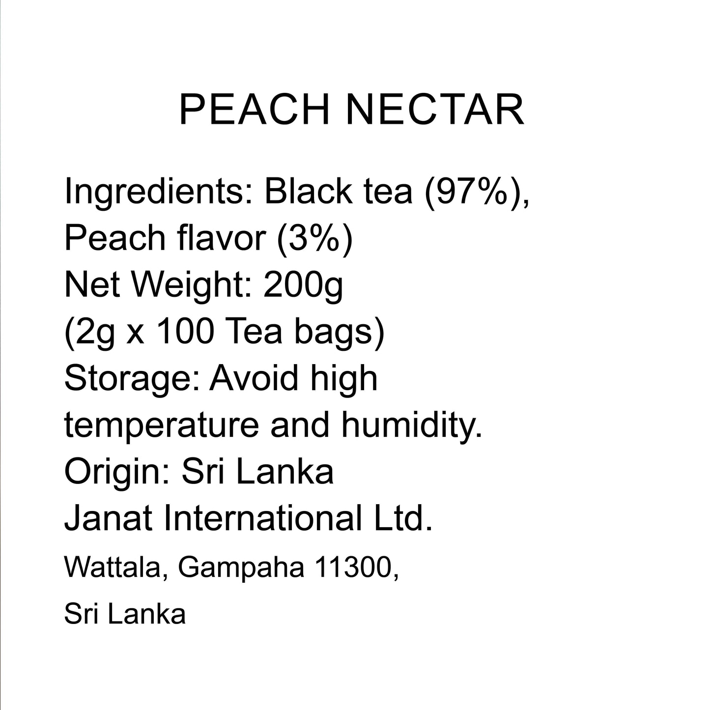 Janat Professional Series Ziplock Provence Peach 100 Tea Bags