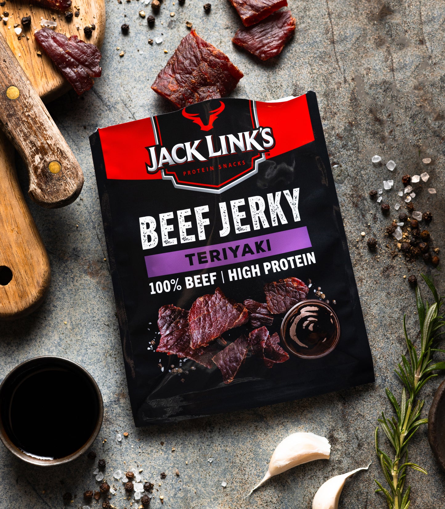Jack Link’s Beef Jerky Teriyaki - High Protein Meat Snack - Dried Halal Beef- 1X60Gr