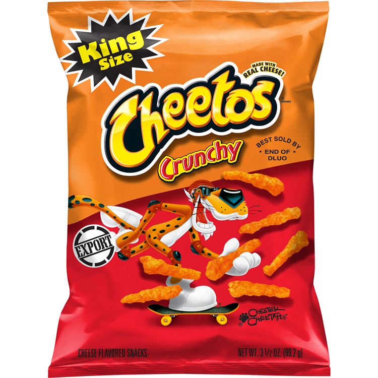 Cheetos Crunchy Cheese Flavored Snacks, Made with Real Cheese, King Size 3.5 OZ (99g) - Export