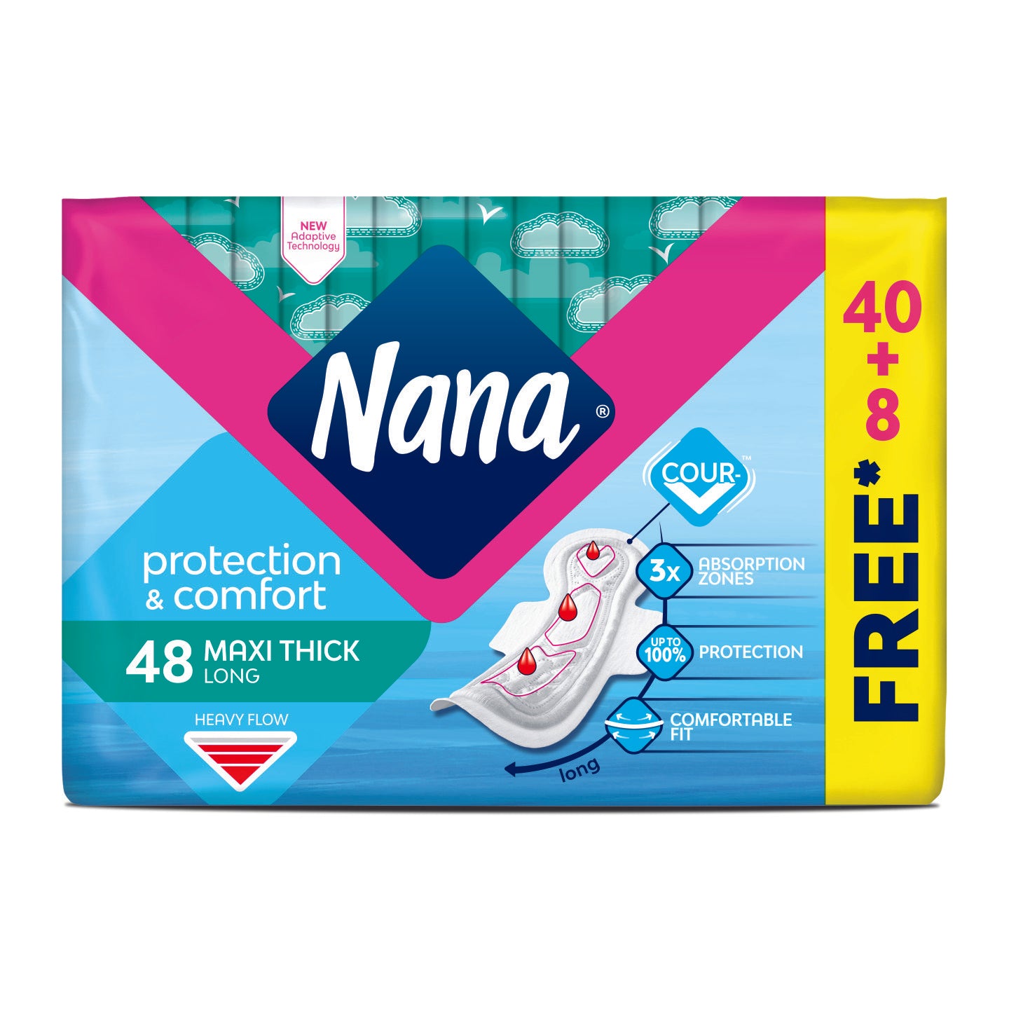 Nana Maxi Thick Long Super Wings with New Adaptive Technology (48pcs)