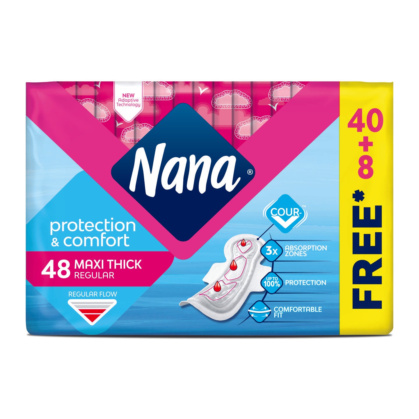 Nana Maxi Thick Regular Wings with New Adaptive Technology (48pcs)