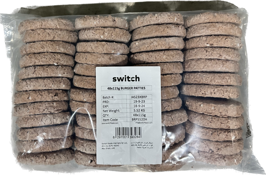 Switch 100% Plant-based Burger Patties, 5.52kg, GMO-free, Cholesterol-free, Soy-free, Gluten-free, Dairy-free, Halal (Frozen)