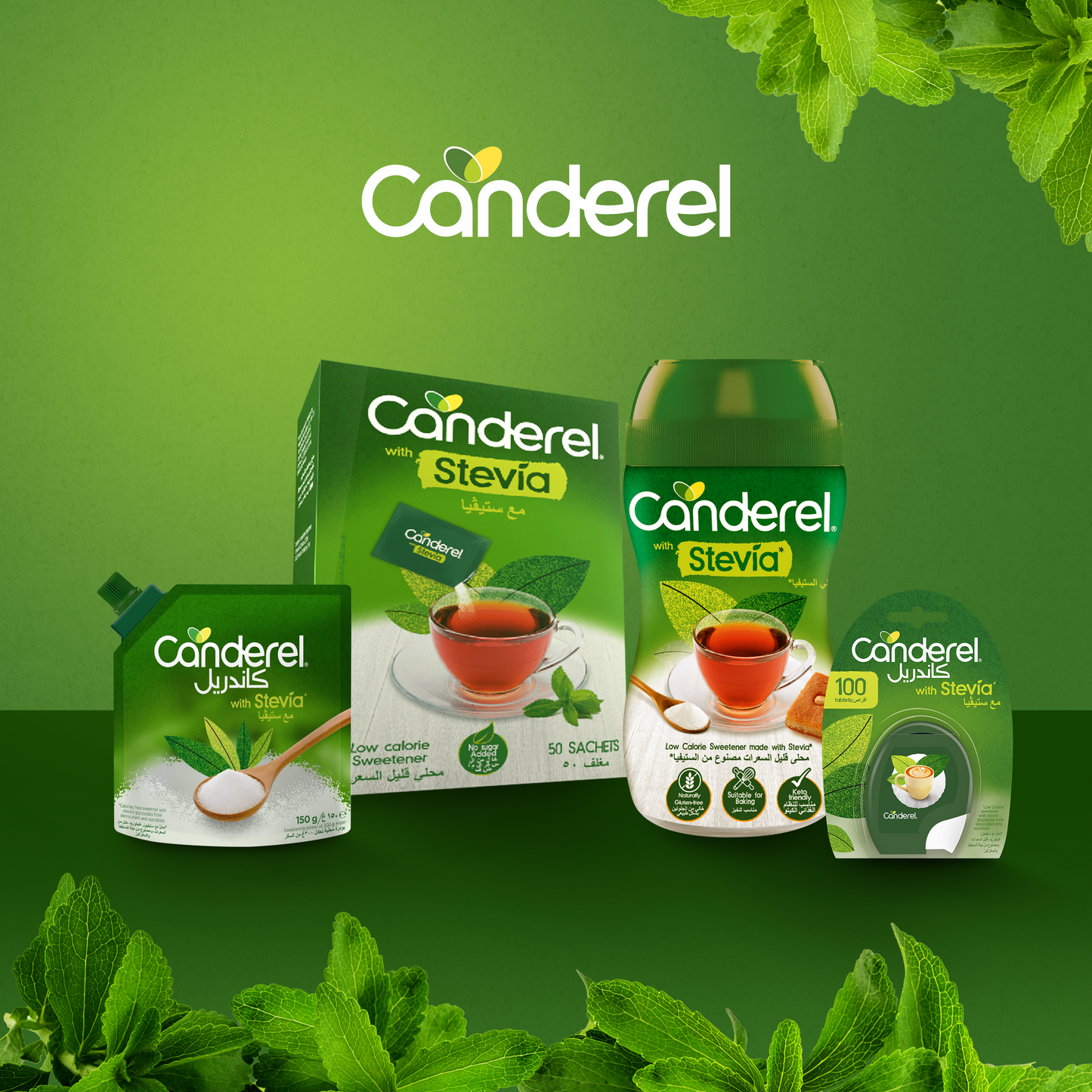 Canderel Stevia 300 TABS+60 TABS Free, Low Calorie Sweetener.