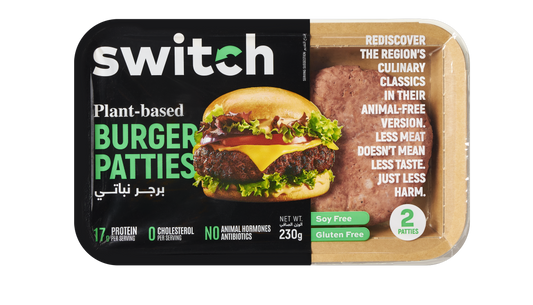 Switch 100% Plant-based Burger Patties, 230g, GMO-free, Cholesterol-free, Soy-free, Gluten-free, Dairy-free, Halal (2 Patties)(Frozen)