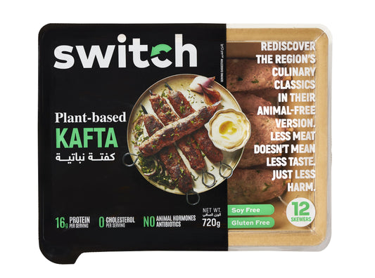Switch 100% Plant-based Kafta, 720g, GMO-free, Cholesterol-free, Soy-free, Gluten-free, Dairy-free, Halal (12 Skewers) (Frozen)