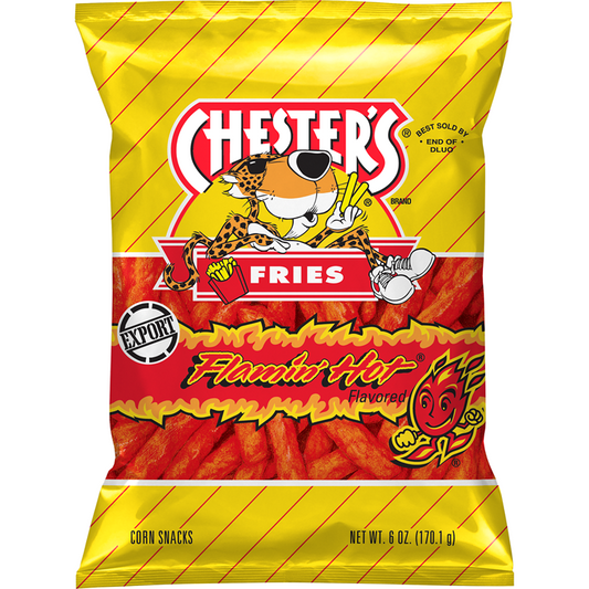 Chesters Fries Flamin Hot Flavored Corn Snacks 6 OZ (170g) - Export