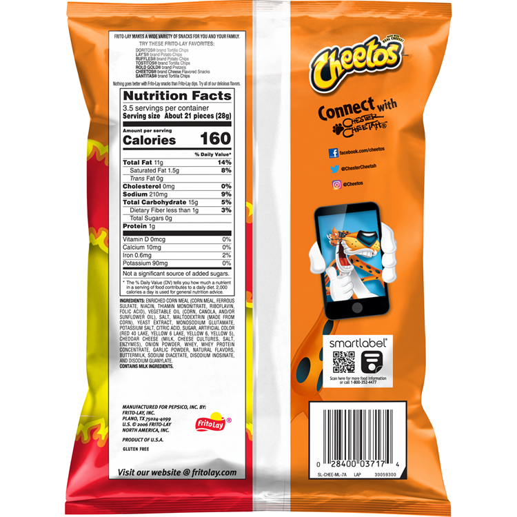 Cheetos Crunchy Flaming Hot Cheese Flavored Snack, Made with Real Cheese, King Size 3.5 OZ (99g) - Export