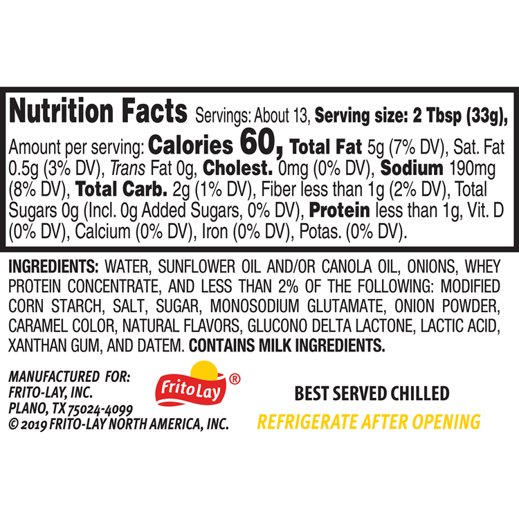 Lay's French Onion Dip, No Artificial Flavors, 15 OZ (425g) - Export