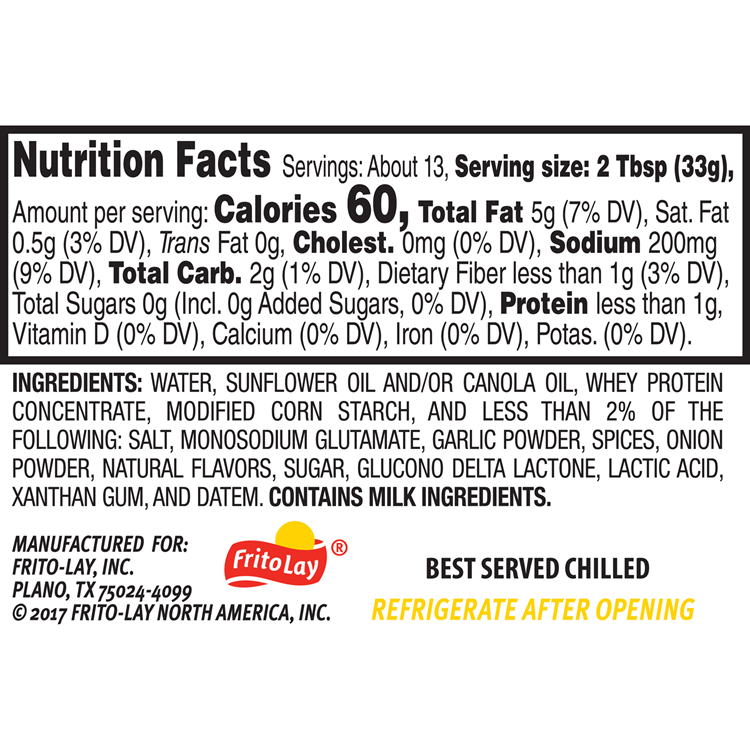 Lay's Smooth Ranch Dip, No Artificial Flavors, 15 OZ (425g) - Export