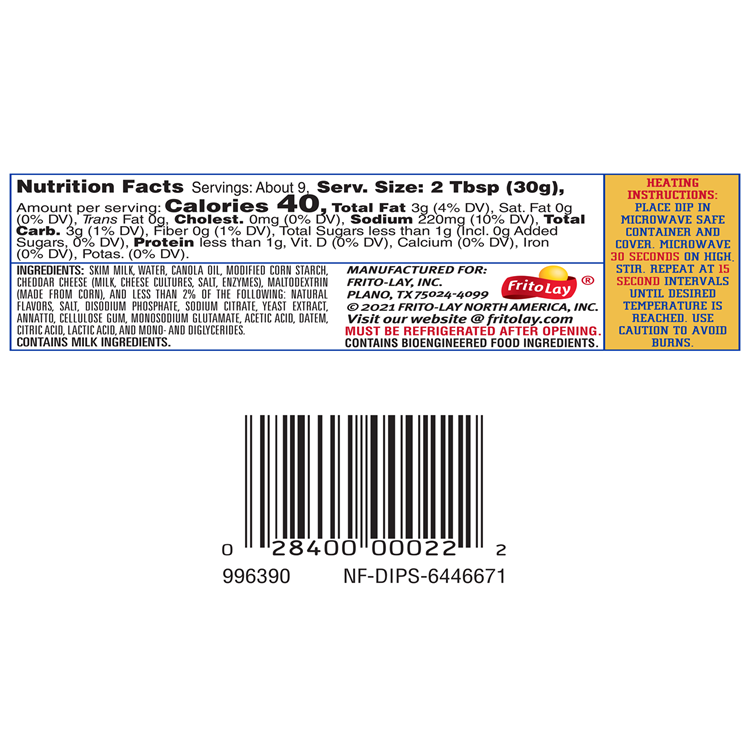 Fritos Mild Cheddar Natural Flavored Cheese Dip 9 OZ (225g) - Export