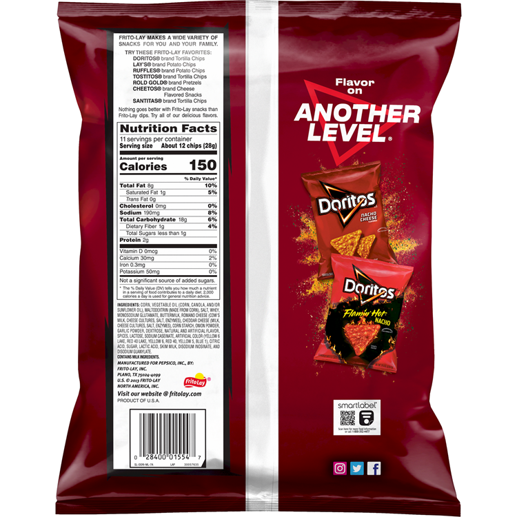 Doritos Spicy Nacho Flavored Tortilla Chips, 11 OZ (312g) - Export