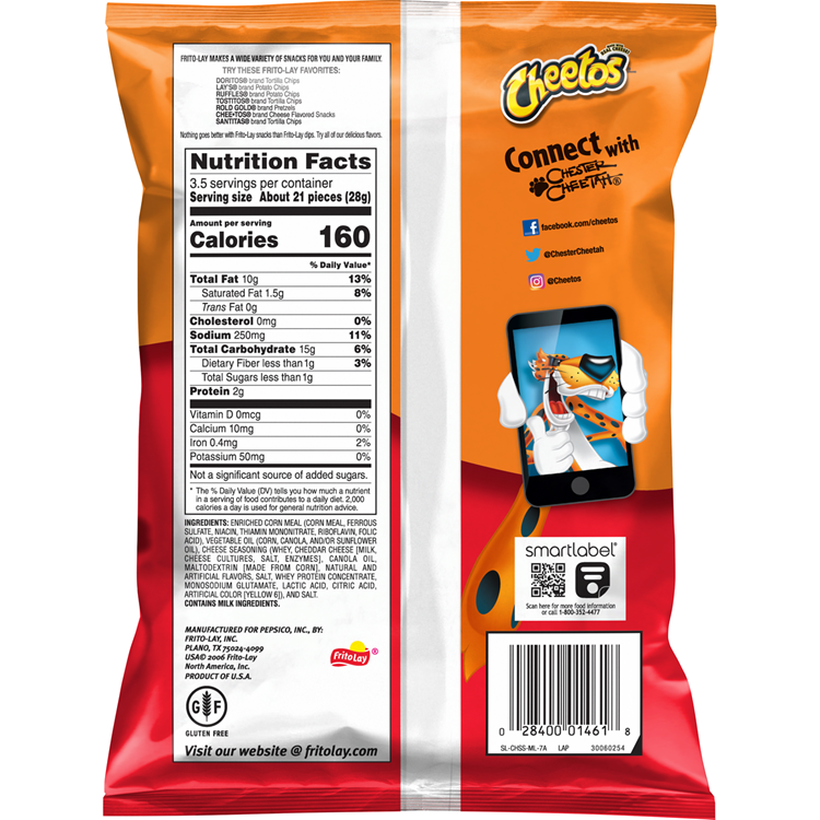 Cheetos Crunchy Cheese Flavored Snacks, Made with Real Cheese, King Size 3.5 OZ (99g) - Export