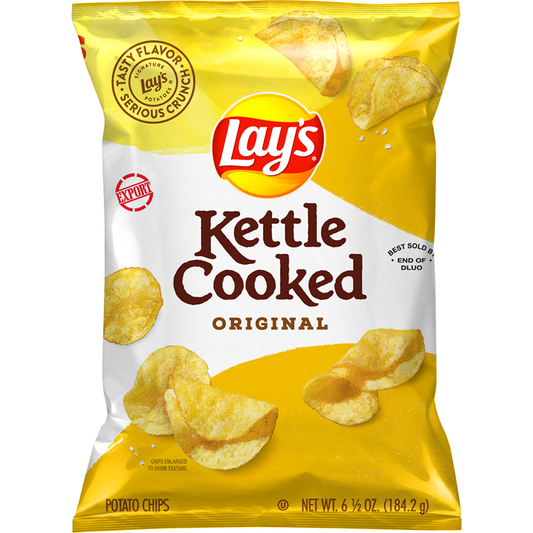 Lay's Kettle Cooked Original Potato Chips 6.5 OZ (184g) - Export