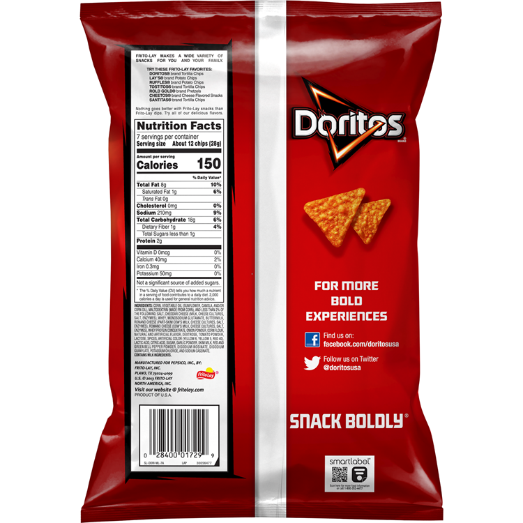 Doritos Nacho Cheese Flavored Tortilla Chips, 198.4gm(7oz -Export)