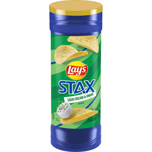 Lay's Stax Sour Cream & Onion Flavored Potato Chips 5.5 OZ (156g) - Export