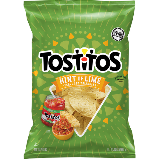 Tostitos Lime Flavored Triangle Style Tortilla Chips 10 OZ (283.5g) - Export