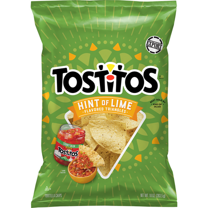 Tostitos Lime Flavored Triangle Style Tortilla Chips 10 OZ (283.5g) - Export