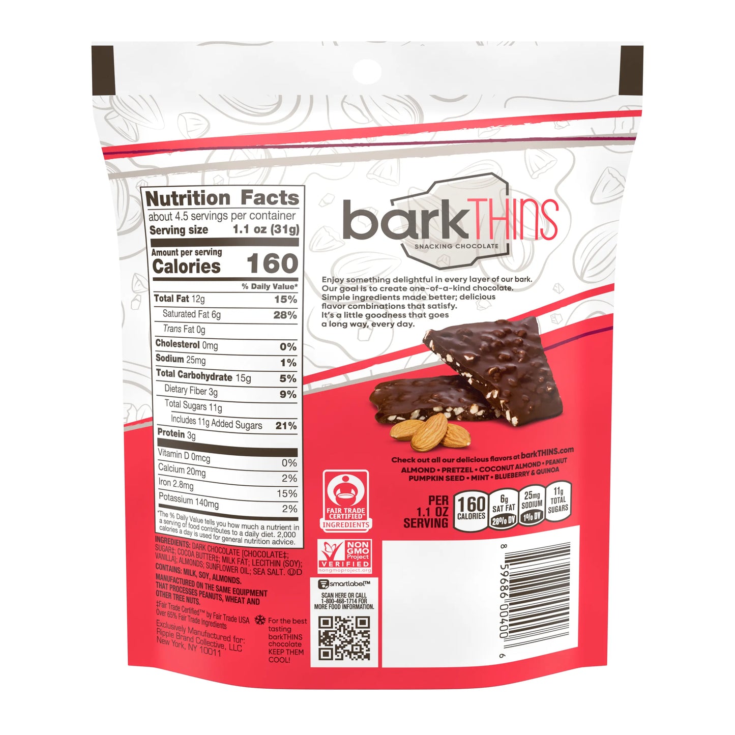 Barkthins Almond & Sea Salt 133g Barkthins