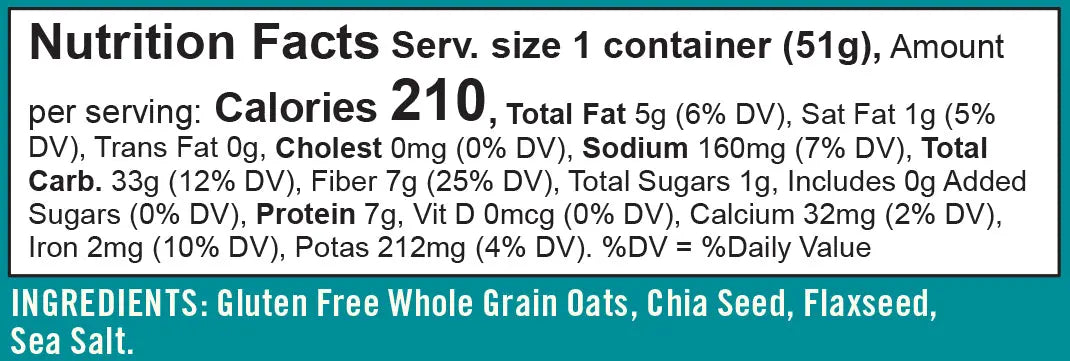 Bob's Red Mill Gluten Free Oatmeal Cup Classic with Flax & Chia, Non-GMO 51gm Bob's Red Mill