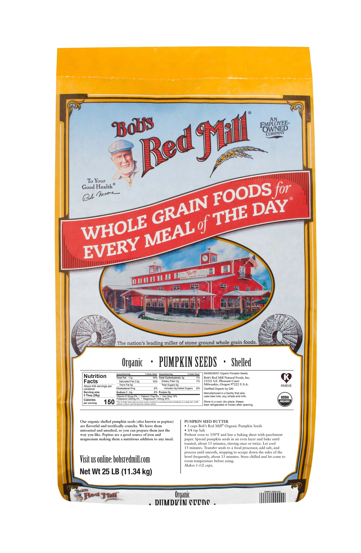 Bob's Red Mill Organic Shelled Pepitas Pumpkin Seeds, Non-GMO 11.34 Kg Bob's Red Mill