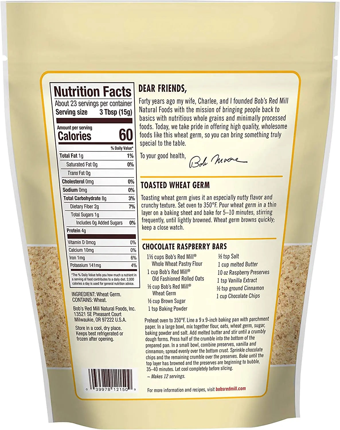 Bob's Red Mill Premium Quality Wheat Germ, Non-GMO 340gm Bob's Red Mill