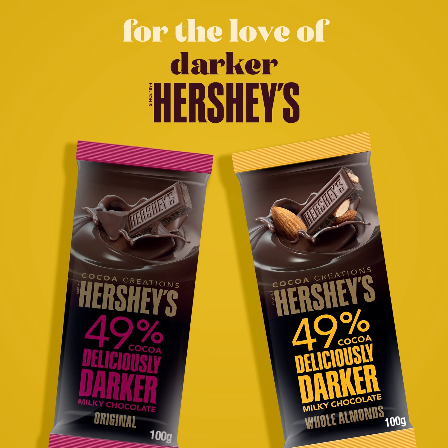 Hershey's 49% Darker Milk Chocolate with Almond Bar 100gm Hershey's