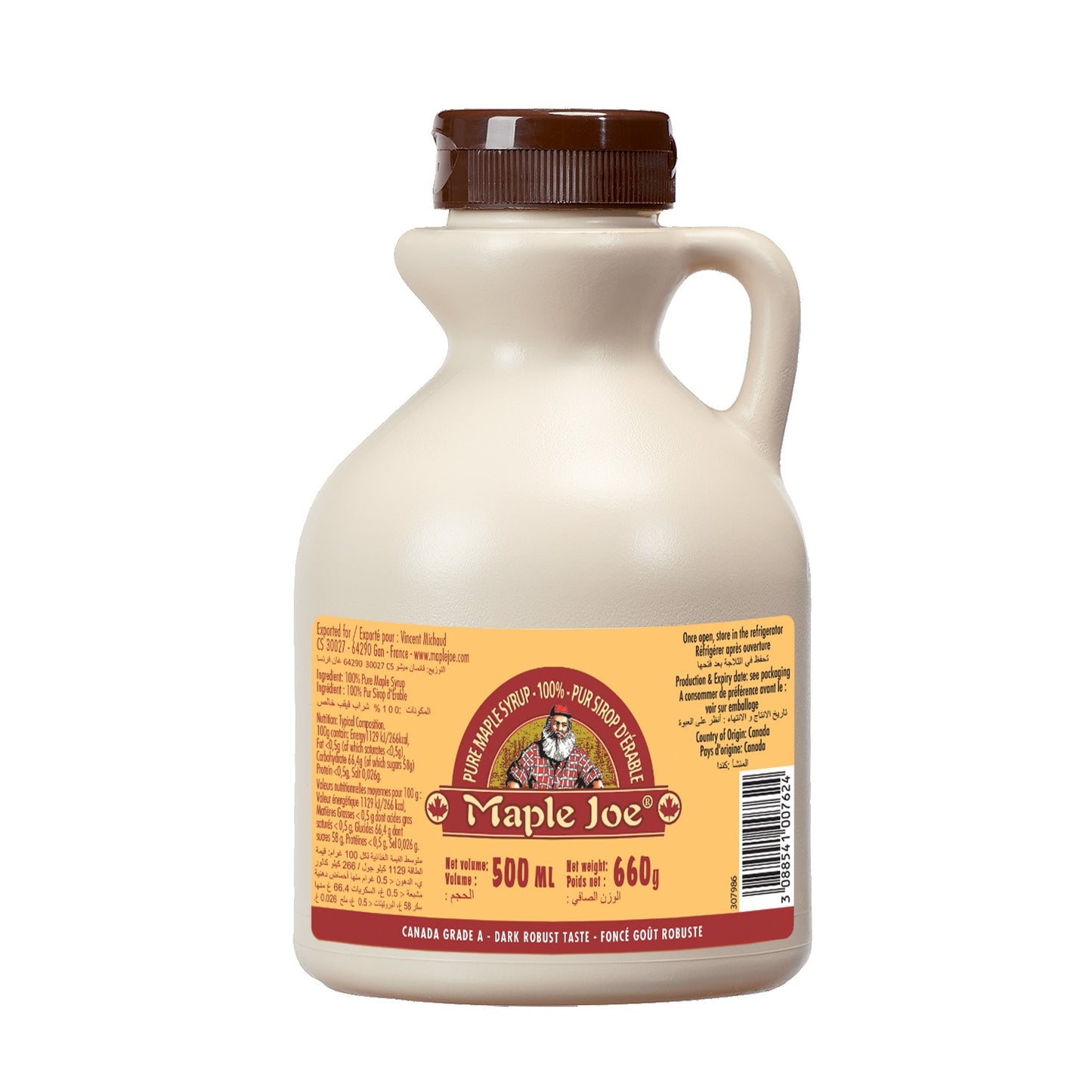 Maple Joe Syrup Plastic Jar 500ml Maple Joe