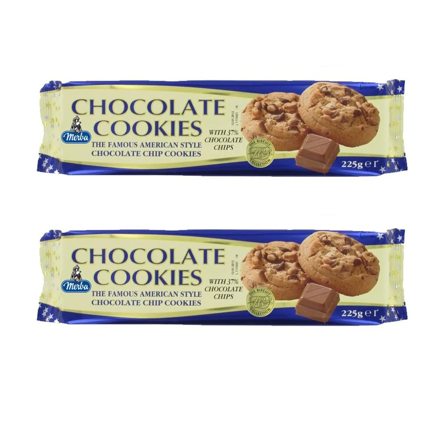 Merba Chocolate Cookies 37% Chocolate 225g x 2 Merba