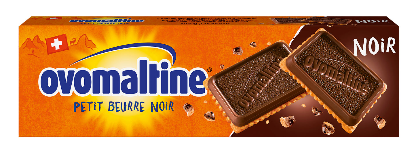 Ovomaltine Petit Beurre Noir Swiss Biscuit with 52% Dark Chocolate, 145g