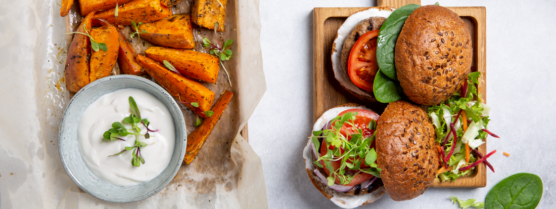 Veggie Burger With Sweet Potato Fries