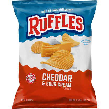 Ruffles Cheddar & Sour Cream Flavored Potato Chips 6.5 OZ (184g) - Export